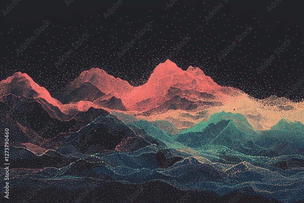 Poster a dotted design is combined with vibrant colors to create an abstract gradient pattern