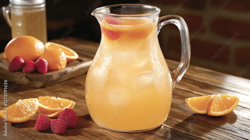 Poster Refreshing Orange Raspberry Pitcher Drink