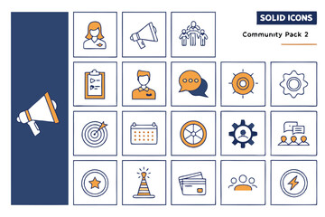 Fototapeta premium A digital illustration featuring a grid of 36 social icons in a modern, minimalist style. The icons are divided into four rows and three columns, each representing different themes such as leadershi