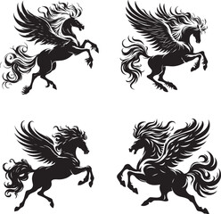  Galloping Spirit illustration in black and white silhouette assets in vector farm 