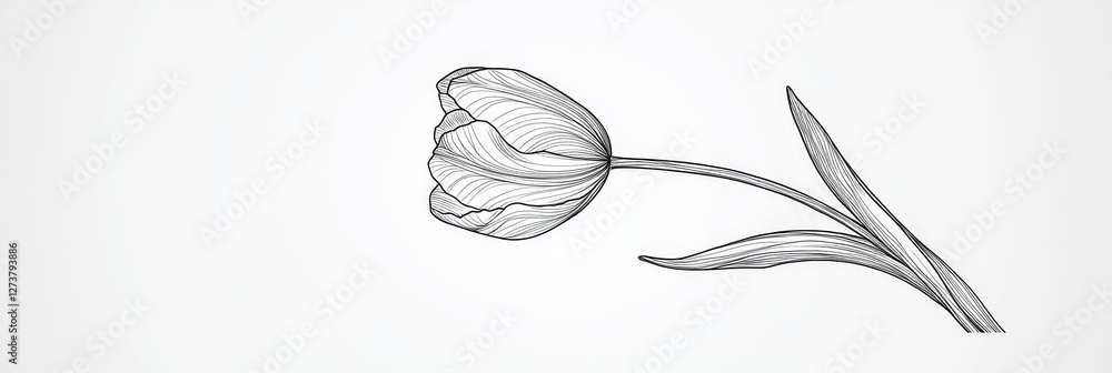 Wall mural Abstract flower continuous line drawing of a tulip