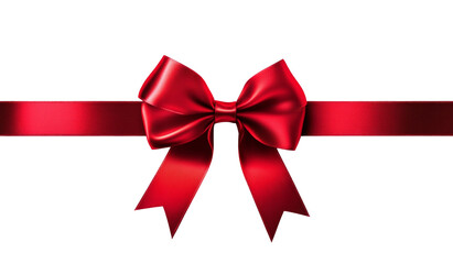 A red ribbon with a bow on it