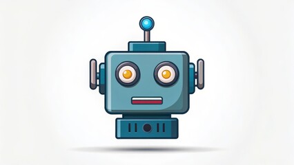 Cartoon Robot Head, Object on White Background