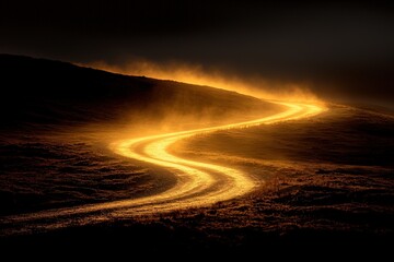 Rustic dirt road meandering through lush green landscape surrounded by natures beauty