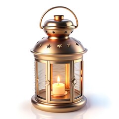 Ramadan and Eid al fitr concept Fanous, Vintage Lamp isolated on white
