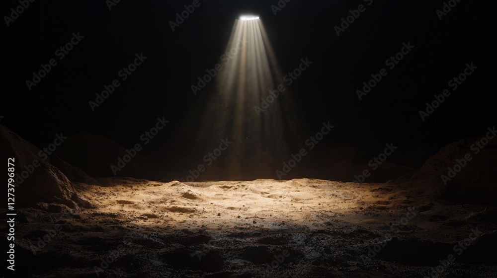 Poster the image showcases realistic stones on a dark background with bright lighting and spotlights creati