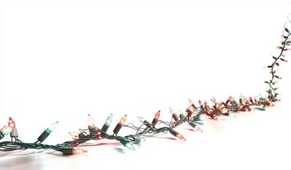 Isolated on a white background, a string of Christmas lights is presented with an included clipping path