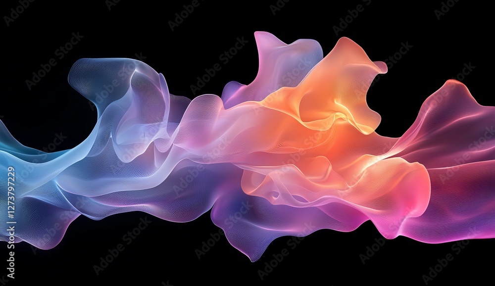Poster generative ai creates an abstract background featuring an iridescent holographic foil in a 3d illust