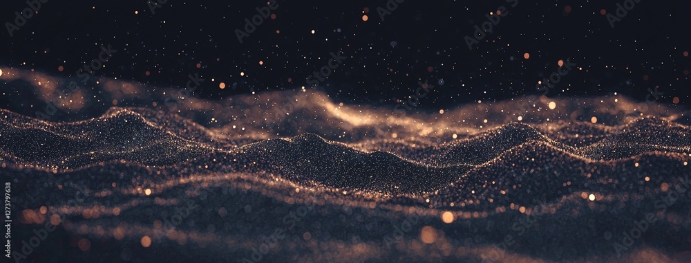 Poster digital art featuring abstract gold streams that convey data and energy