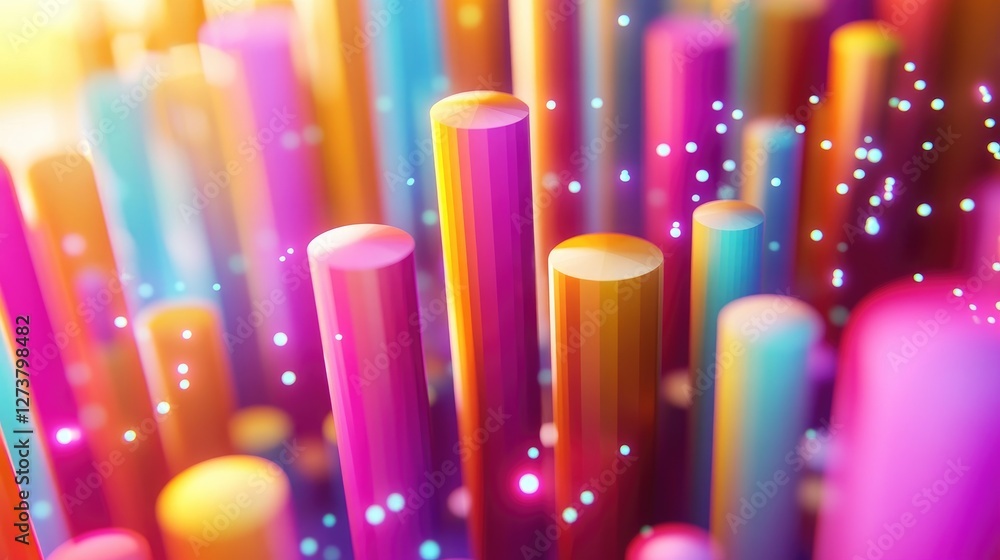 Poster a dynamic d bar graph showing quarterly financial growth, with vibrant colors and data points emphas
