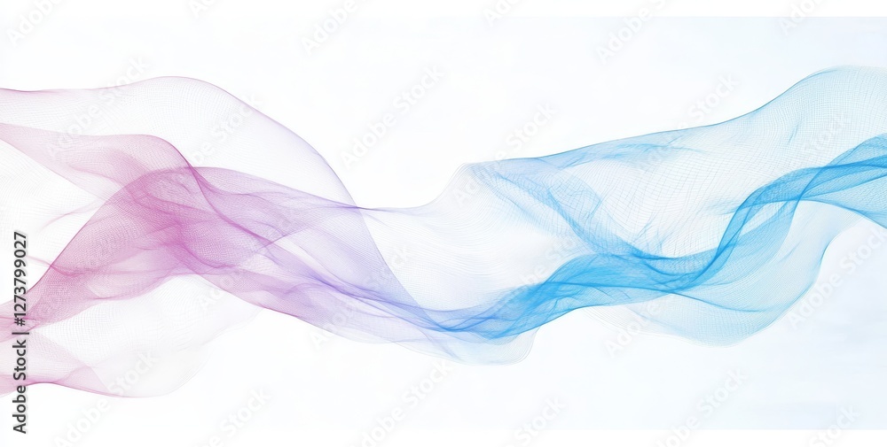 Poster a cyclical wave design featuring multicolored lines and dots on a transparent background is used to 