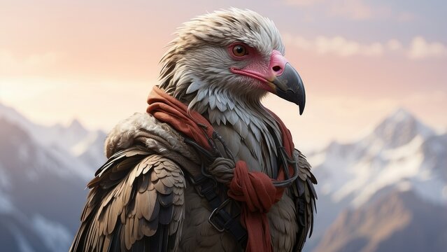 A condor wearing a