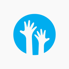 Initial Letter O Charity Logo Design Concept With Two Hand Symbol