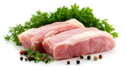 Fototapeta premium A high-quality image of a fresh pork shoulder with a smooth, pink surface, neatly trimmed and placed on a white background to showcase its freshness.