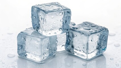 Ice Cubes on White Background