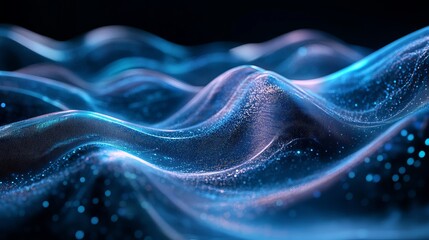 Obraz premium Futuristic digital tech database with abstract wave pattern and data flow