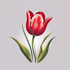 red tulip on white background