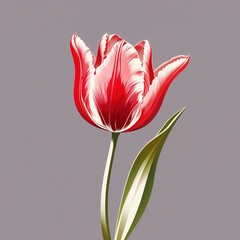 red tulip on white background