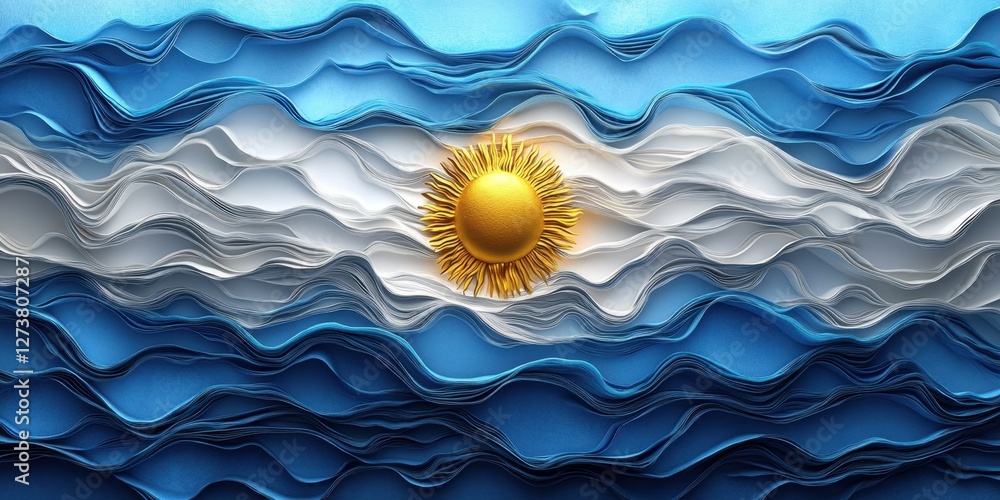 Aufkleber a beautiful artistic representation of the argentinian flag with dynamic waves and textures in blue 