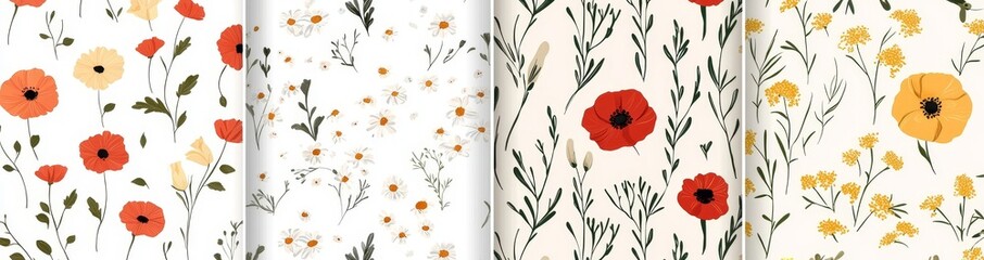 Floral seamless patterns and borders