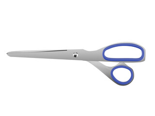 Silver Scissors with Blue Handles isolated on white background