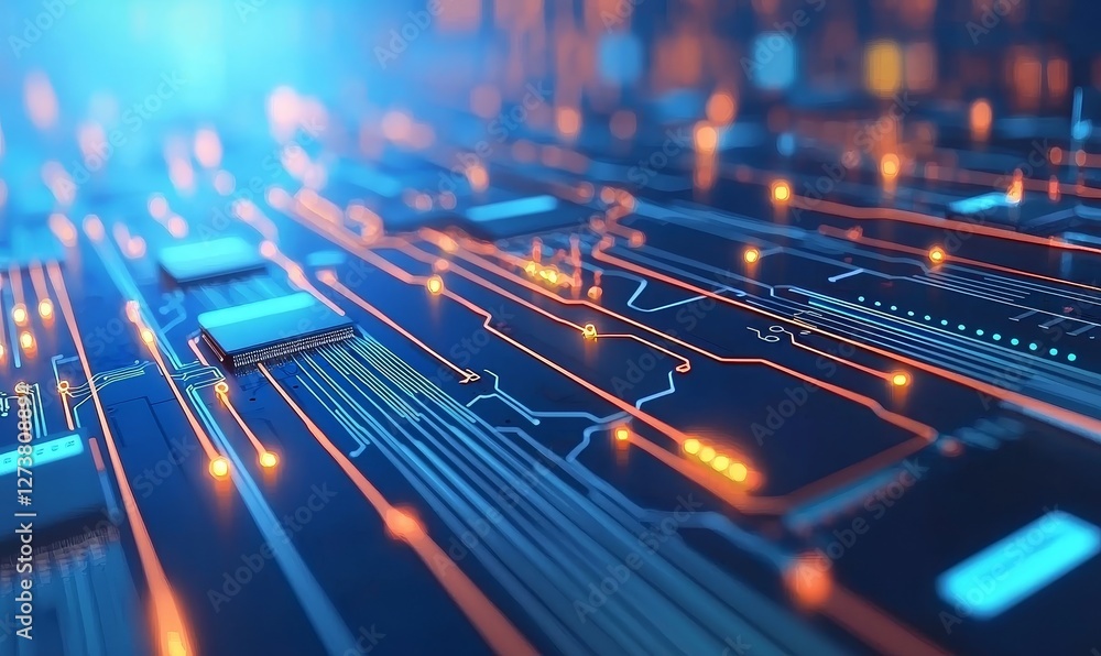 Poster circuit board visible. technological background prominent. central computer processors cpu highlight