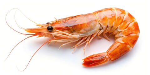 Single Shrimp on White Background