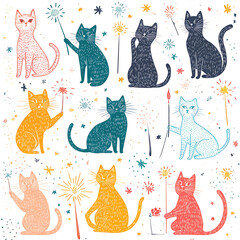 pet cat in illustrator drawing.