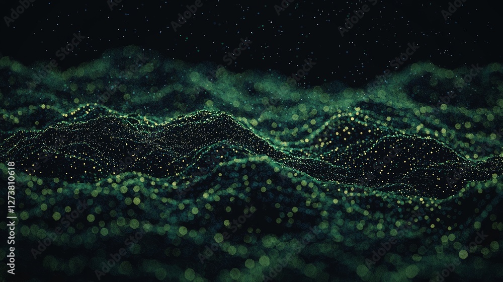 Poster a technical structure is formed by futuristic network lines, incorporating a green and yellow comput
