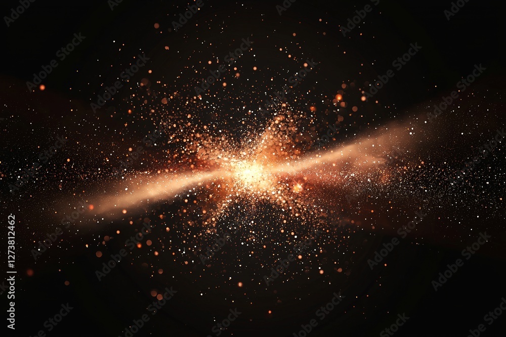 Poster an abstract light effect that glows red and emits sparkling rays