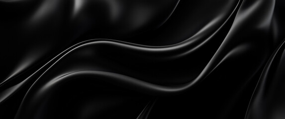 Fototapeta premium Elegant Black Silk Fabric With Smooth Folds