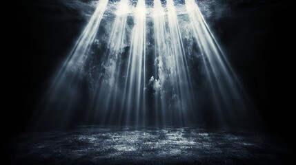 On a black background, a light ray is depicted with an abstract lighting effect