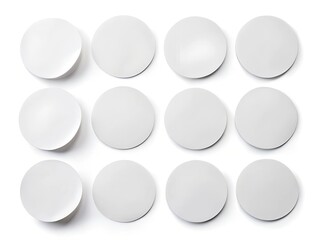 Blank  round paper sticker label set isolated on white background
