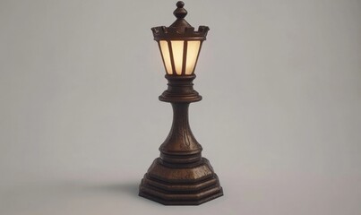 Fototapeta premium Vintage-style lamp with warm glow, set against a neutral backdrop, ideal for home decor