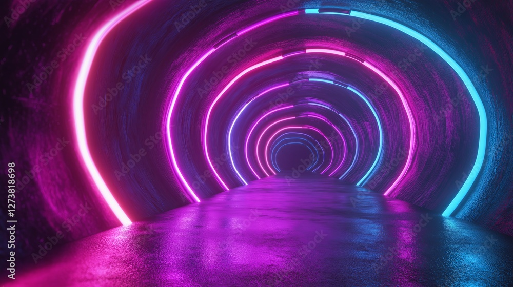 Poster a tunnel of infinite neon spirals leading into another dimension