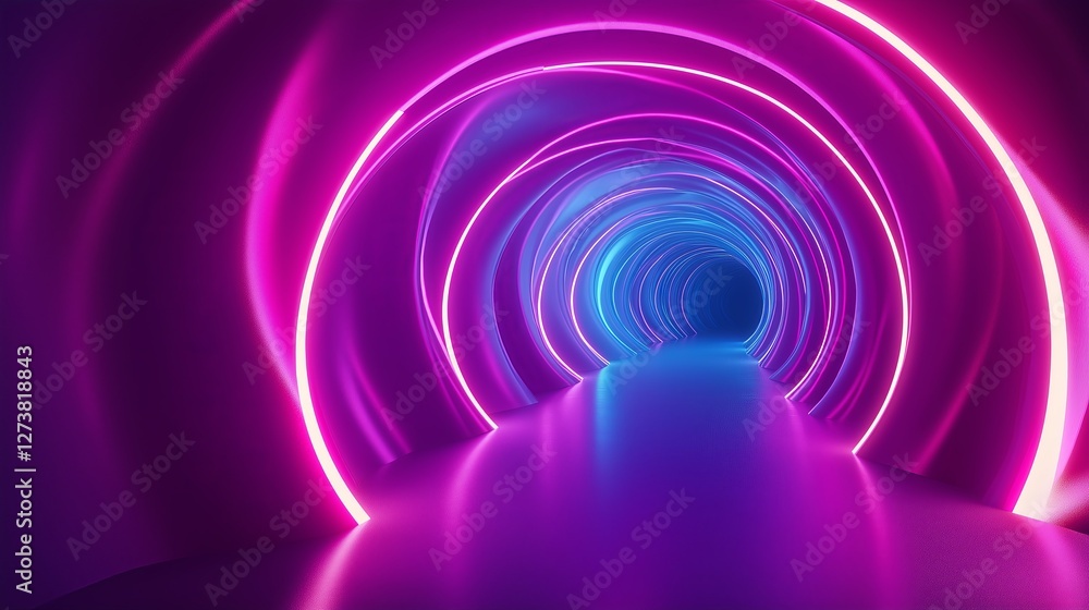 Poster a tunnel of infinite neon spirals leading into another dimension