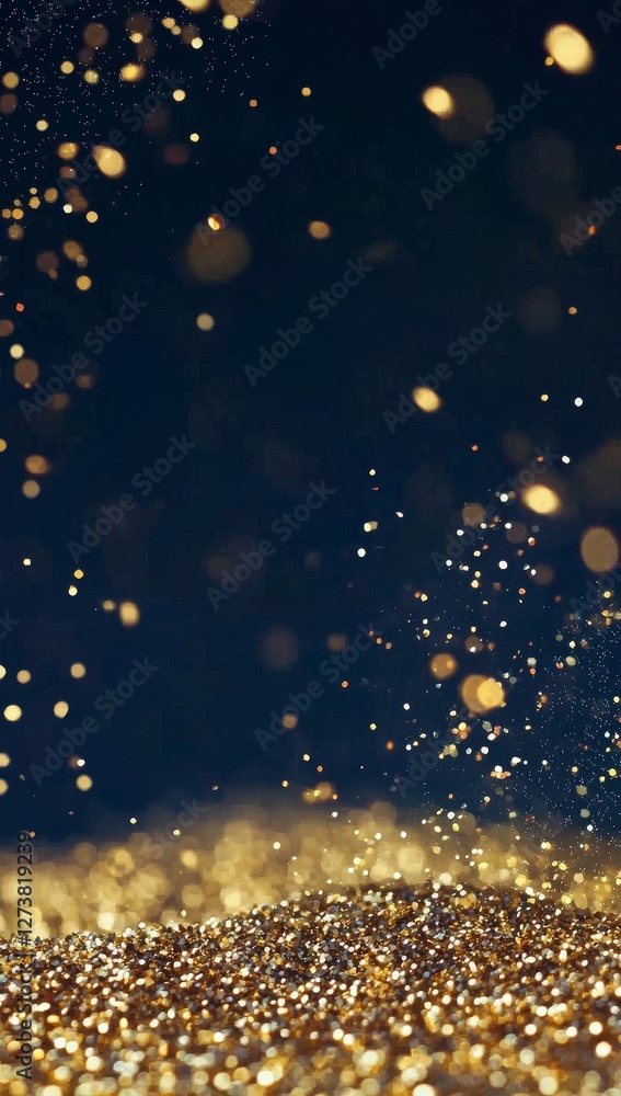 Poster a golden particle bokeh background is combined with a light particle effect in this wallpaper design
