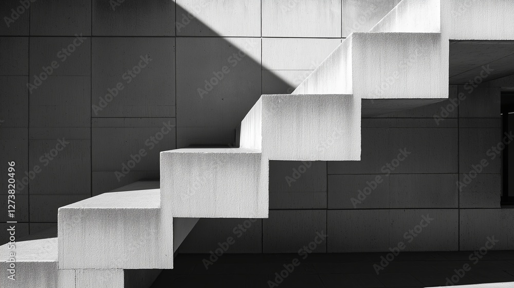 Aufkleber A staircase with sharp geometric shadows