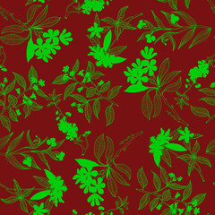 Tropical pattern, floral, leaves. Digital print in Repeat (rapport), Resolution 300 DPI, ideal for fashion, decoration and stationery.