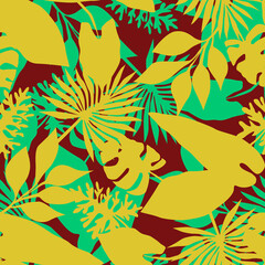 Tropical pattern, floral, leaves. Digital print in Repeat (rapport), Resolution 300 DPI, ideal for fashion, decoration and stationery.