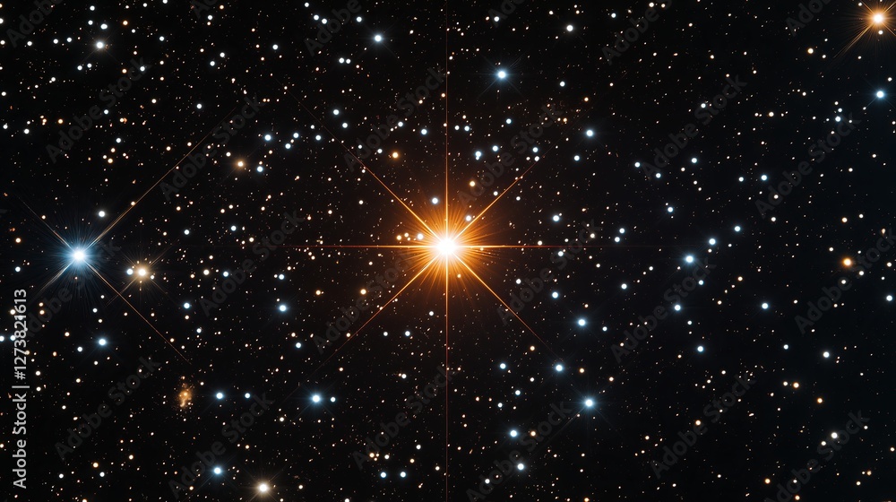 Poster a small glowing star in the middle of an endless black void