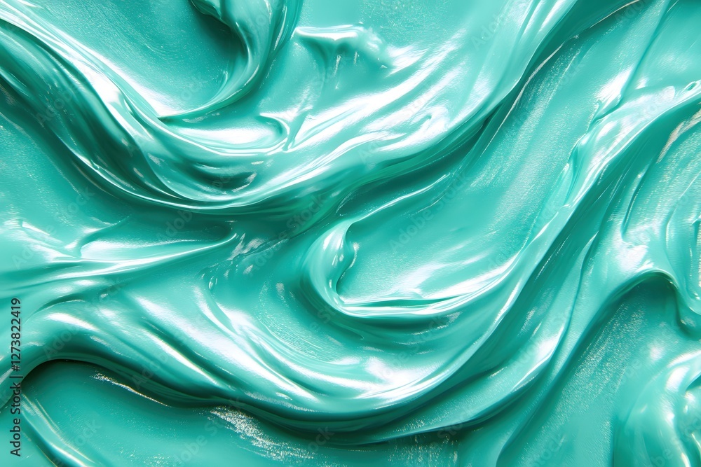 Aufkleber abstract turquoise texture background with smooth flowing waves and bright reflective surface