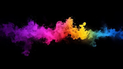 Colorful splash of black ink abstract artwork digital creation vivid environment artistic viewpoint