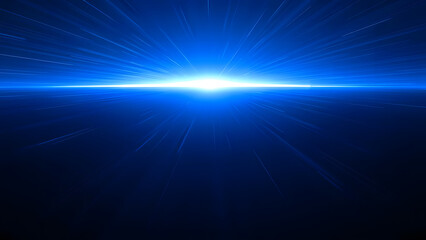 Obraz premium A blue light flashes across a dark, abstract space