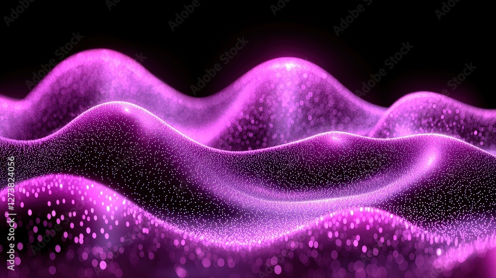 Poster abstract background featuring soft pink waves enhanced with magical sparkles and flare