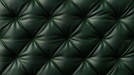 Fototapeta premium Luxurious green leather upholstery with deep button tufting.