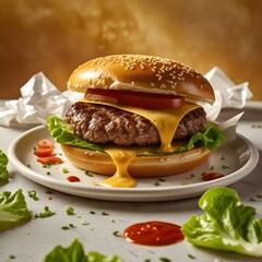 Juicy Beef Burger on a Soft Toasted Bun