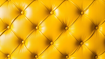Fototapeta premium Yellow tufted leather upholstery with buttons, luxurious and elegant texture.
