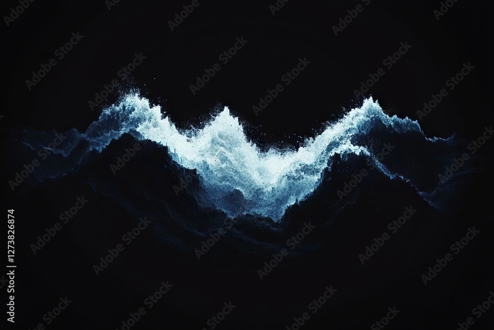 Poster a blue geometric shape serves as the backdrop for an abstract technological setting