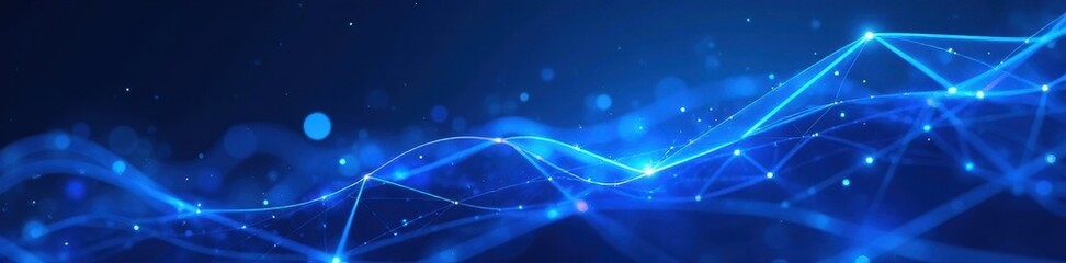 Fototapeta premium Abstract blue geometric shapes, glowing lines, illustration, tech, modern